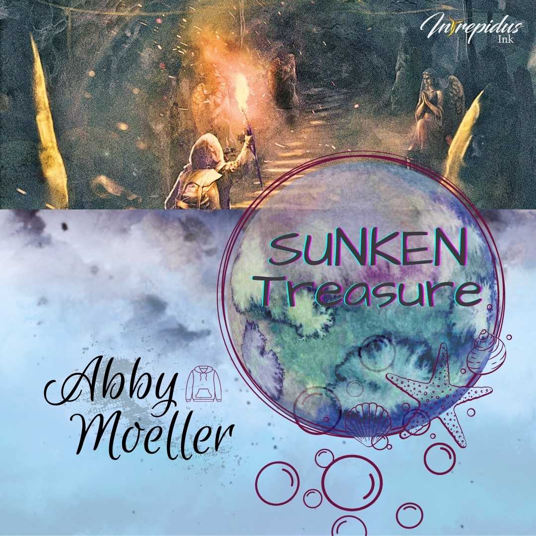 Depicts title, author, and image central to Abby Moeller's story, "Sunken Treasure."